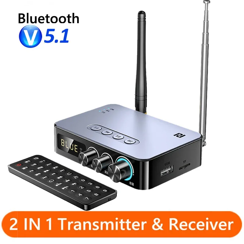 M9 Pro Bluetooth 5.1 Audio Receiver Transmitter 3.5mm Aux Wireless Music Adapter U Disk/TF Card FM Radio Player DAC Converter