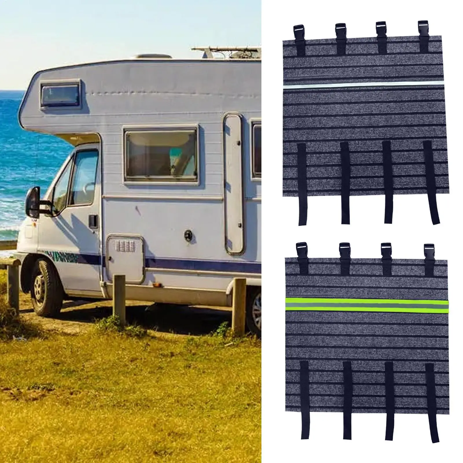 Rv Step Rug Non-slip Carpet for Rv Stairs Heavy Duty Waterproof Trailer Ladder Pad with Reflective Strip Motorhome Replacement
