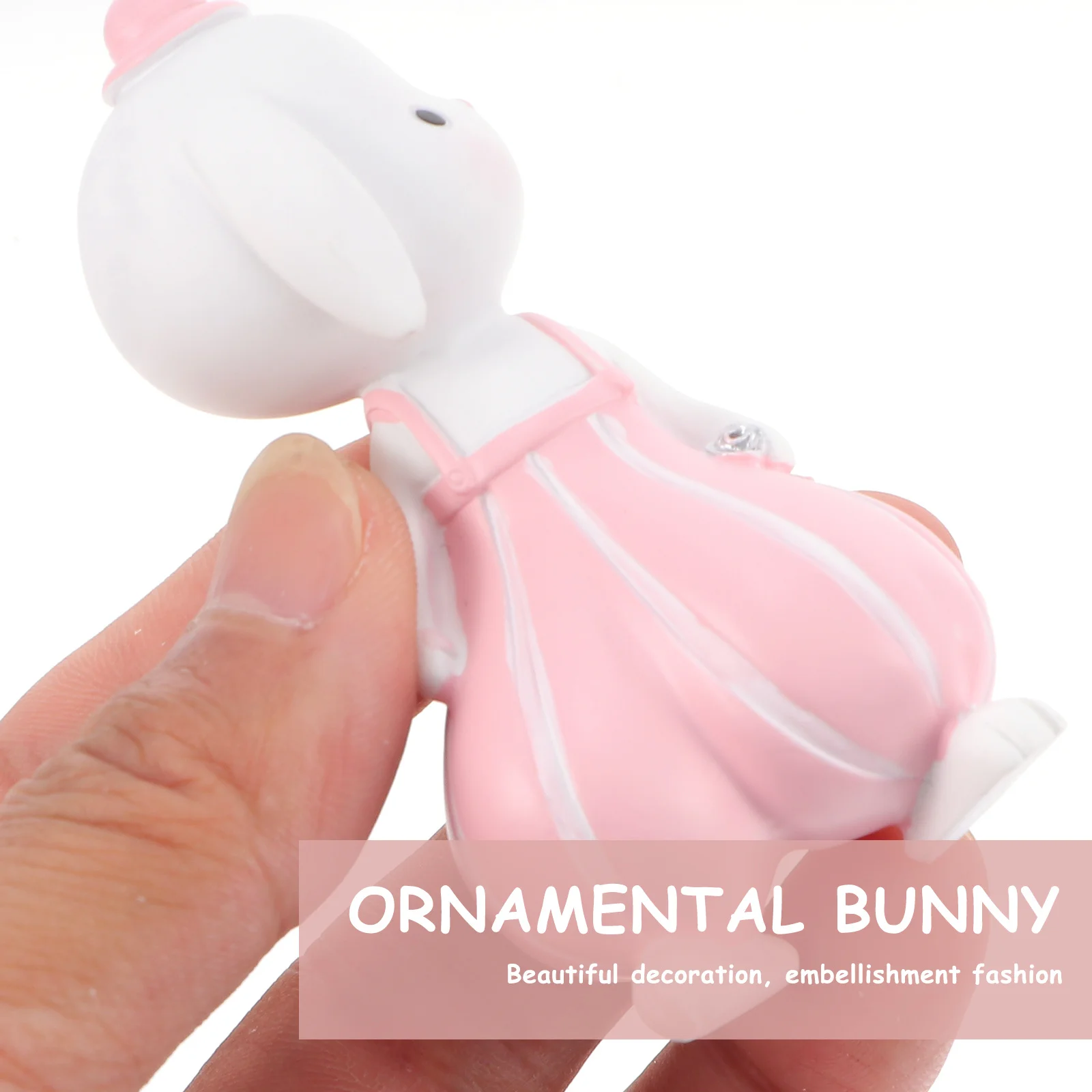

1Pcs Creative Rabbit Shaped Auto Decor Pink Vivid Craftsmanship Micro Landscape Ornament for Tabletop Dessert Fairy World