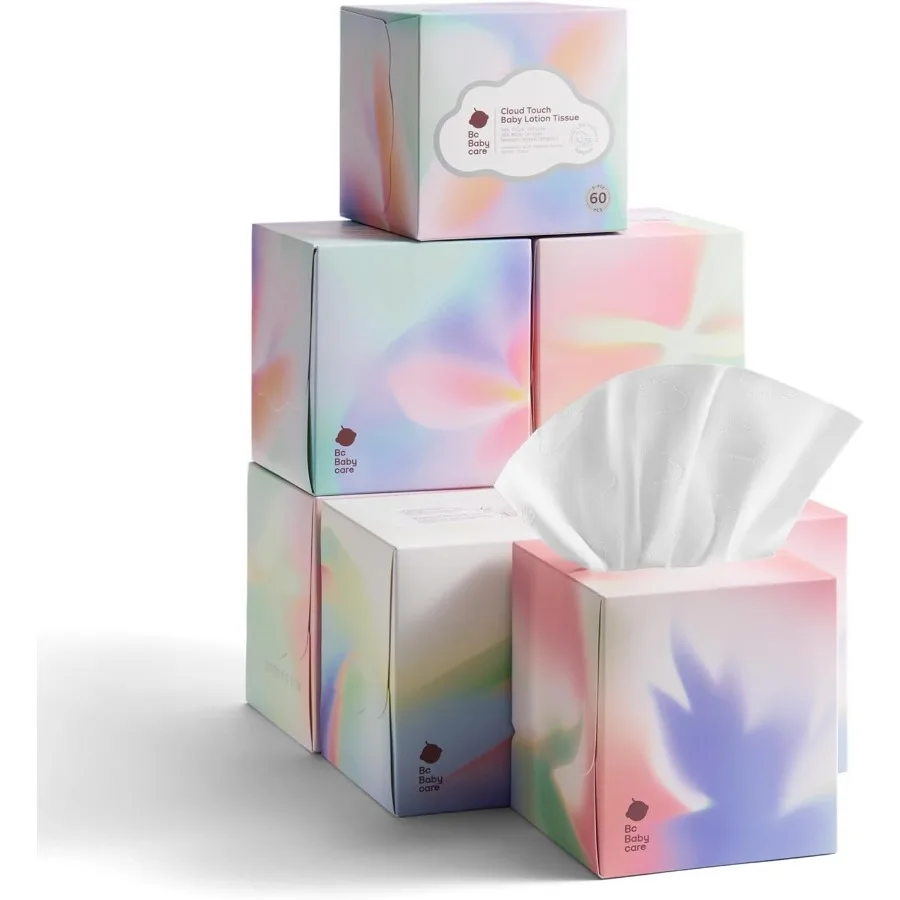 Lozione Tessuti per il viso Scatole da 8 cubi Materiali ipoallergenici a base di piante Pulisci e delicati Elementi essenziali per bambini 60 fazzoletti per scatola 5 strati per