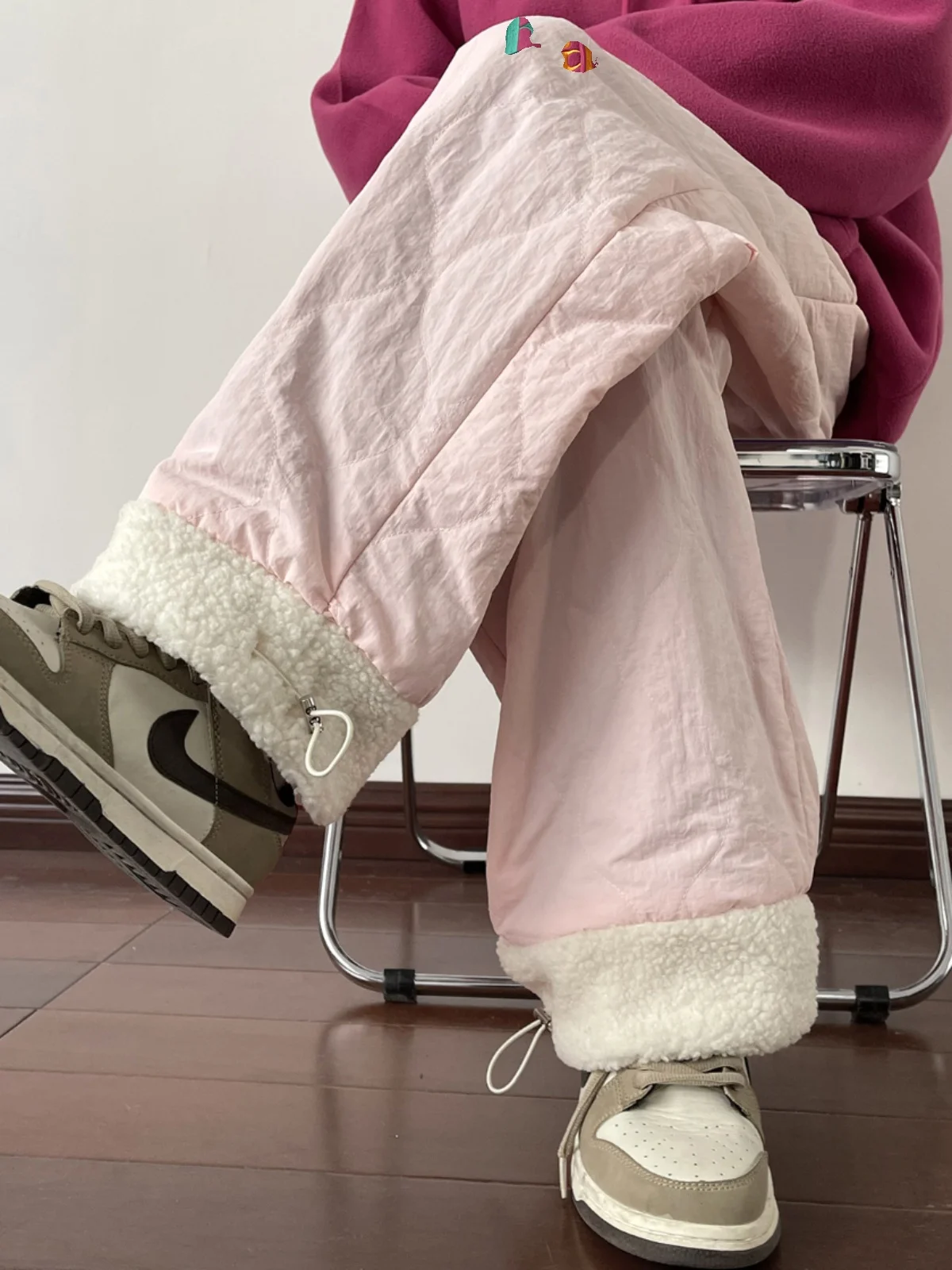 

Розовые утепленные брюки из овечьего бархата для мужчин, осенне-зимние, новые, на флисовой подкладке, прямого кроя, теплые, для отдыха, защита от холода, Харбин