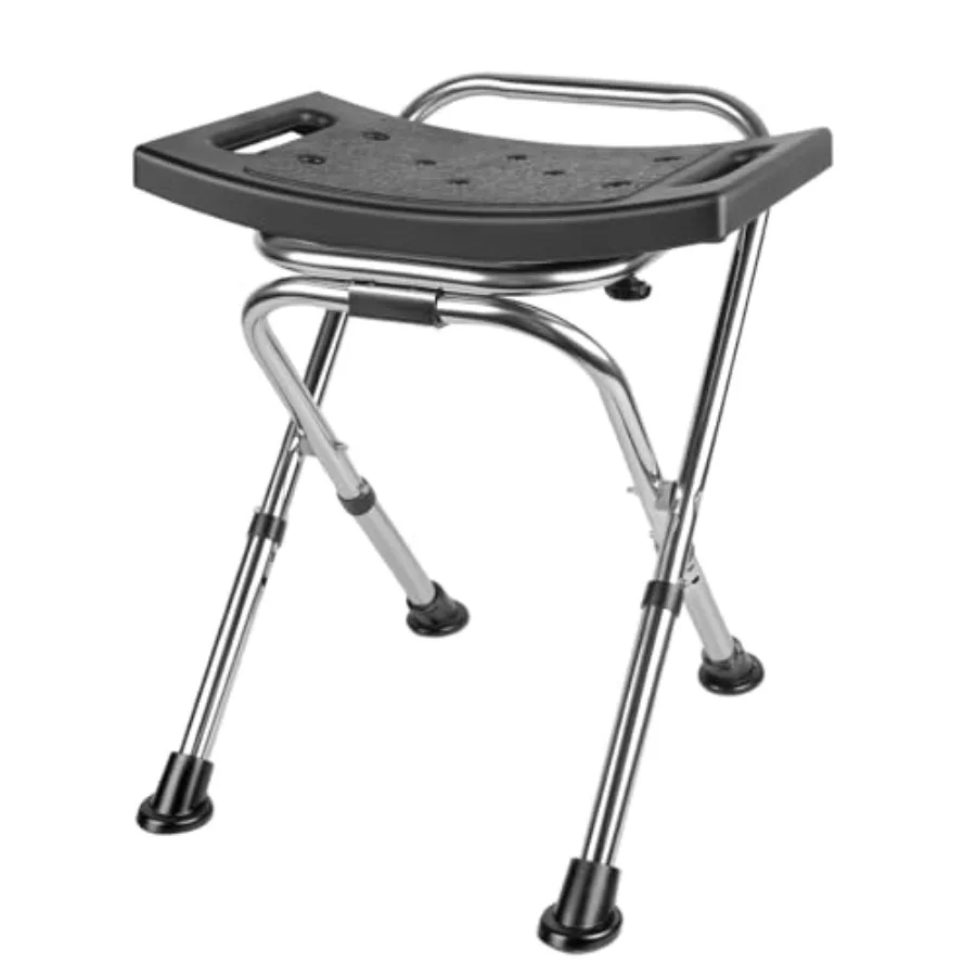 

Height Adjustable Folding Shower Chair Seat Stainless Steel Small Shower Chair for Inside Shower with 400lbs Portable Travel Sh