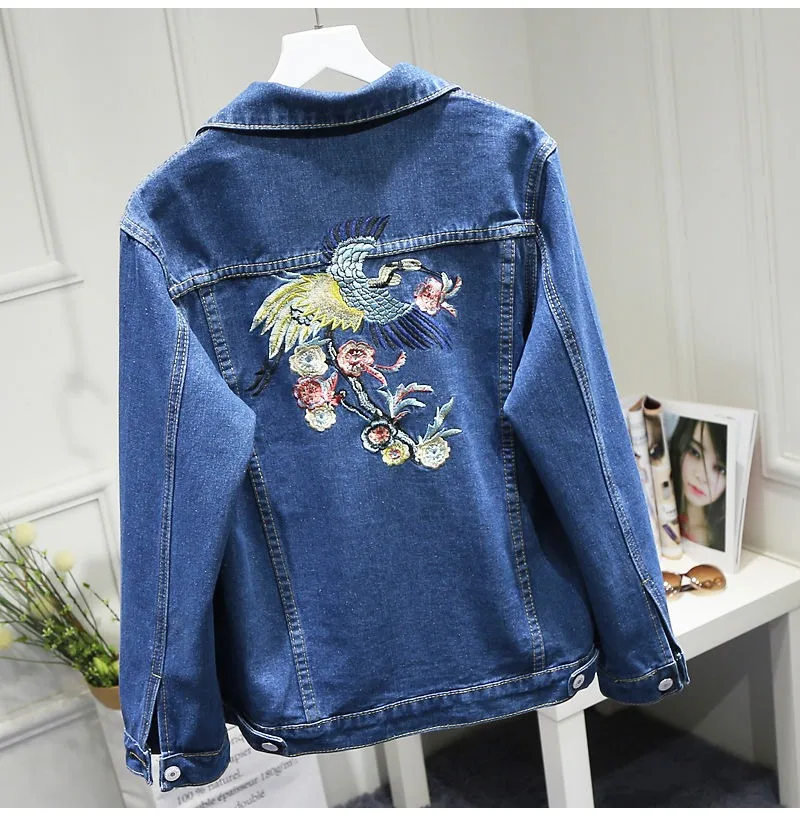 

Spring Autumn Denim Jacket Women Single Breasted Embroidery Short Jeans Coat Female Clothing Streetwear Cowboy Jackets Oversize