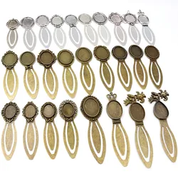 Fashion 2pcs 18x25mm 13x18mm Inner Size Antique Silver Plated Bronze Simple Style Handmade Bookmark Cabochon Base Cameo Setting