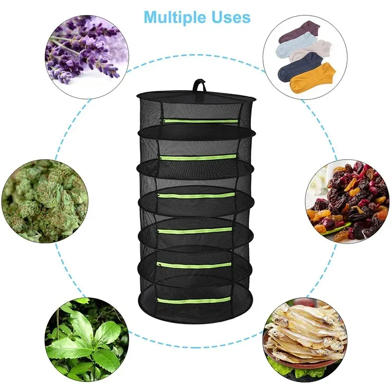 Vegetable Dryer Bag Drying Net For Herbs Fish Hanging Basket Folding Dry Rack Herb Mesh Flowers Buds Plants Organizer 2-8 Layer