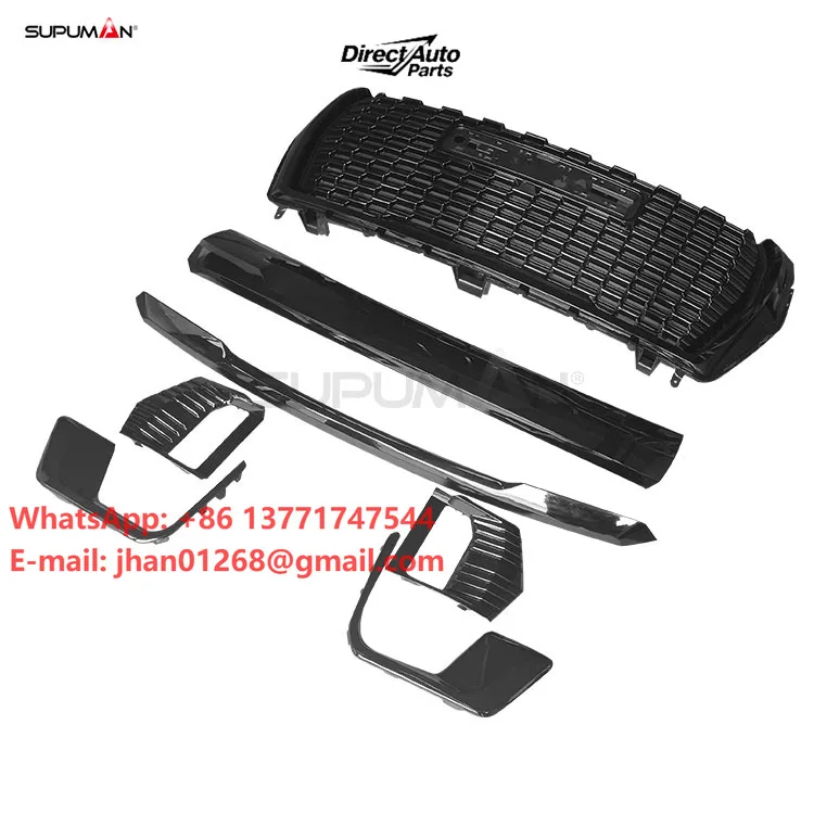 SUPUMAN Car Front Center Grille for GMC 2021-2023 Yukon XL Denali Front Grille Hood Trim Molding Gloss BK Set 7pcs