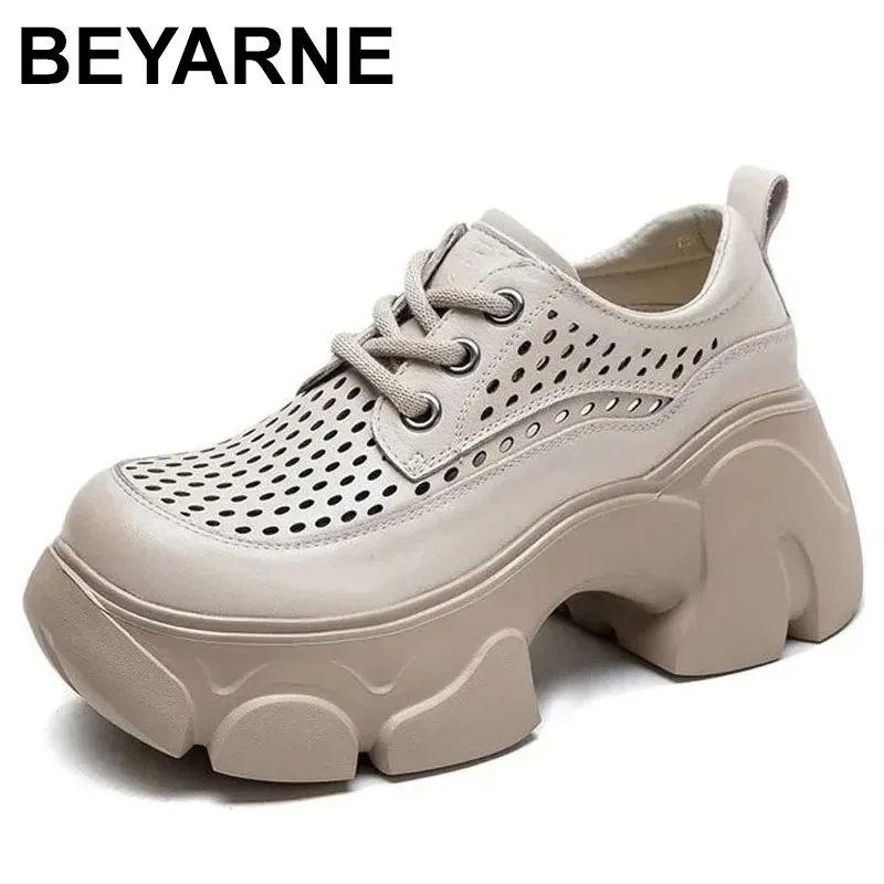 

2025 6.5cm Genuine Leather Heels Pumps Pils Mules Luxury New in Women Boots Platform Summer Autumn Mixed Color Hollow Shoes