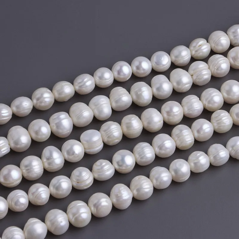 Natural 10-11mm Irregular Thread Nearly Round Pearl Scattered Beads DIY Handmade Material Accessories