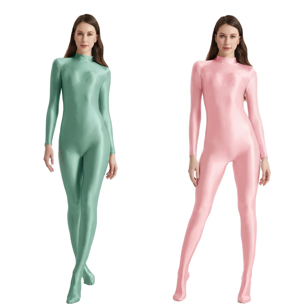 

Deluxe Iridescent Gradient Gloss Body Zentai Shaper Bodysuit Rear Zipper Smooth Soft Shapewear Halloween Costume for Adult