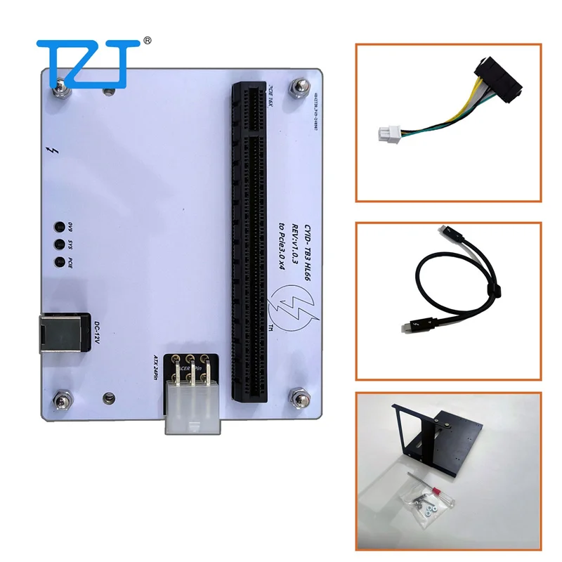 TZT TB3-HL66 Base de expansión GPU Tarjeta gráfica Base de expansión externa USB PCIE con cable Thunderbolt4 de 1 m y soporte SFX