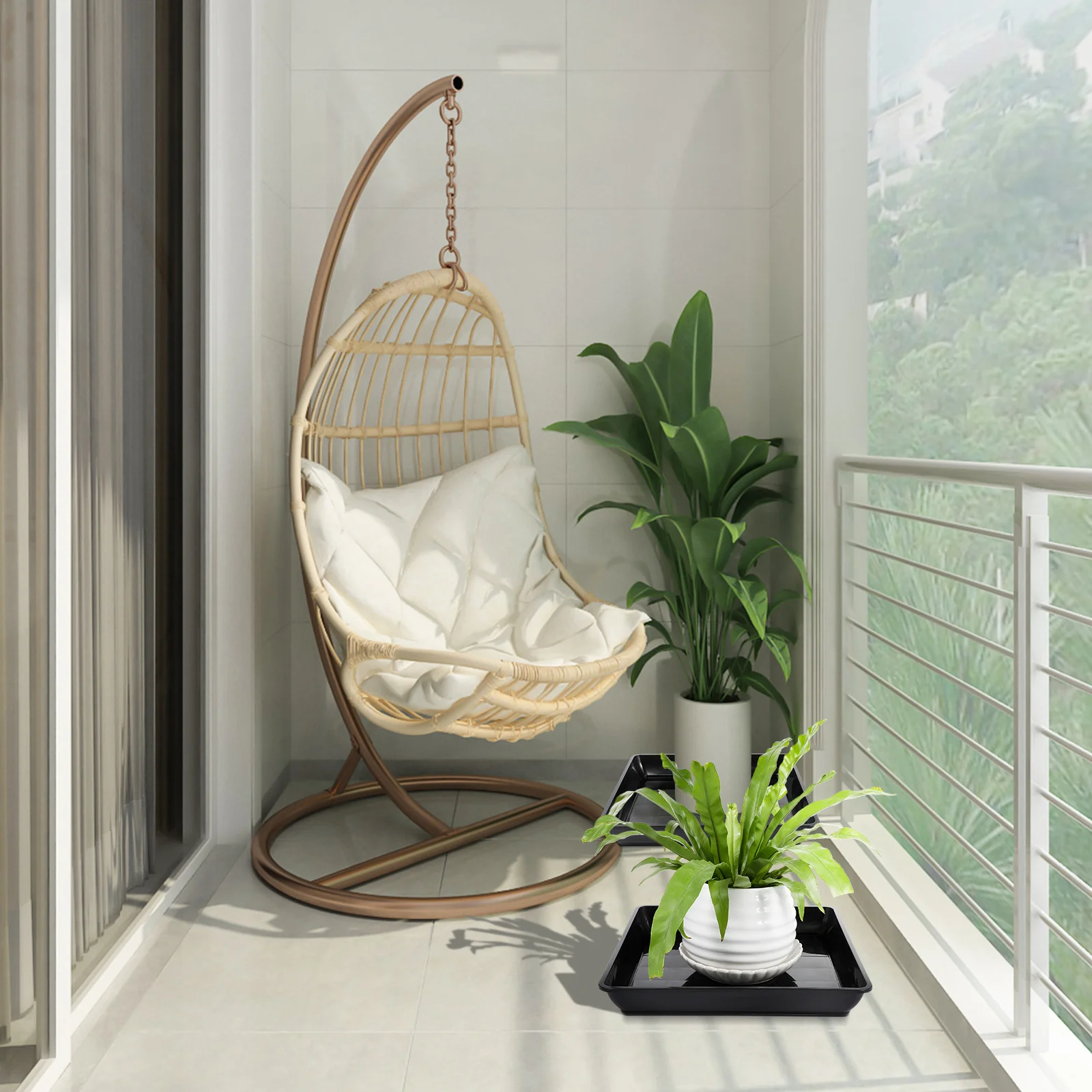 

2Pcs Plant Saucer Square Plastic Trays for Plants Durable PP Material Fine Workmanship Practical Plastic Trays for Plants