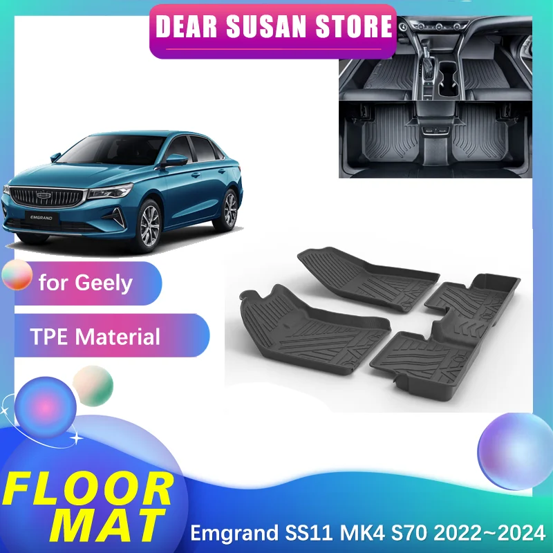 Напольный коврик для Geely Emgrand SS11 MK4 S70 2022 ~ 2024, поднос из ТПЭ, водонепроницаемая внутренняя подкладка, коврик, индивидуальный чехол, аксессуары для ковриков