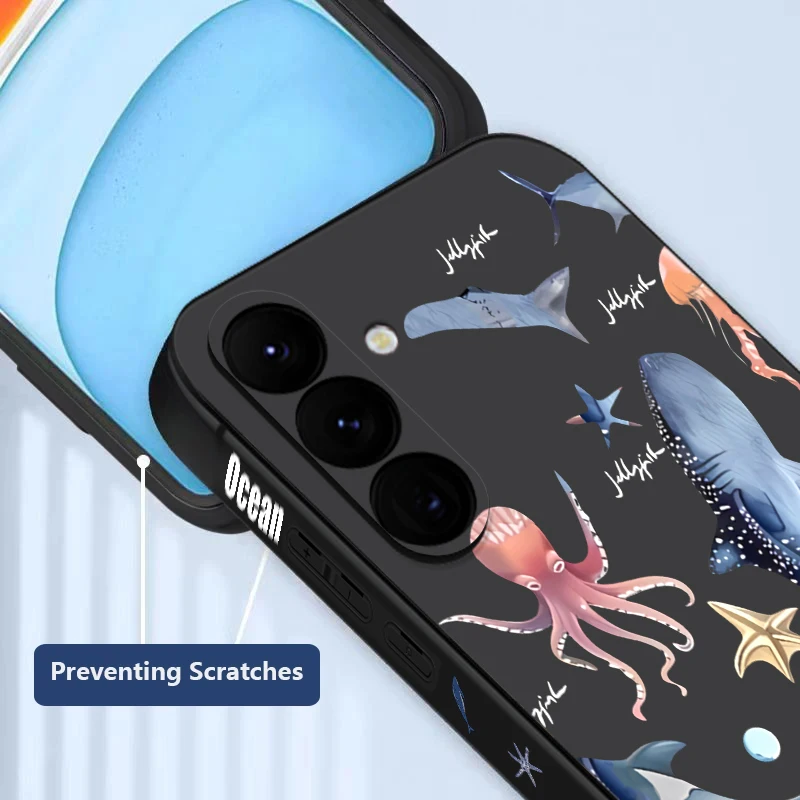 Dolphin Shark Print TPU Phone Case For Samsung Galaxy S24 S25 FE S25 S23 S22 Ultra A17 A56 A16 A55 A25 A15 A36 A54 5G Soft Cover