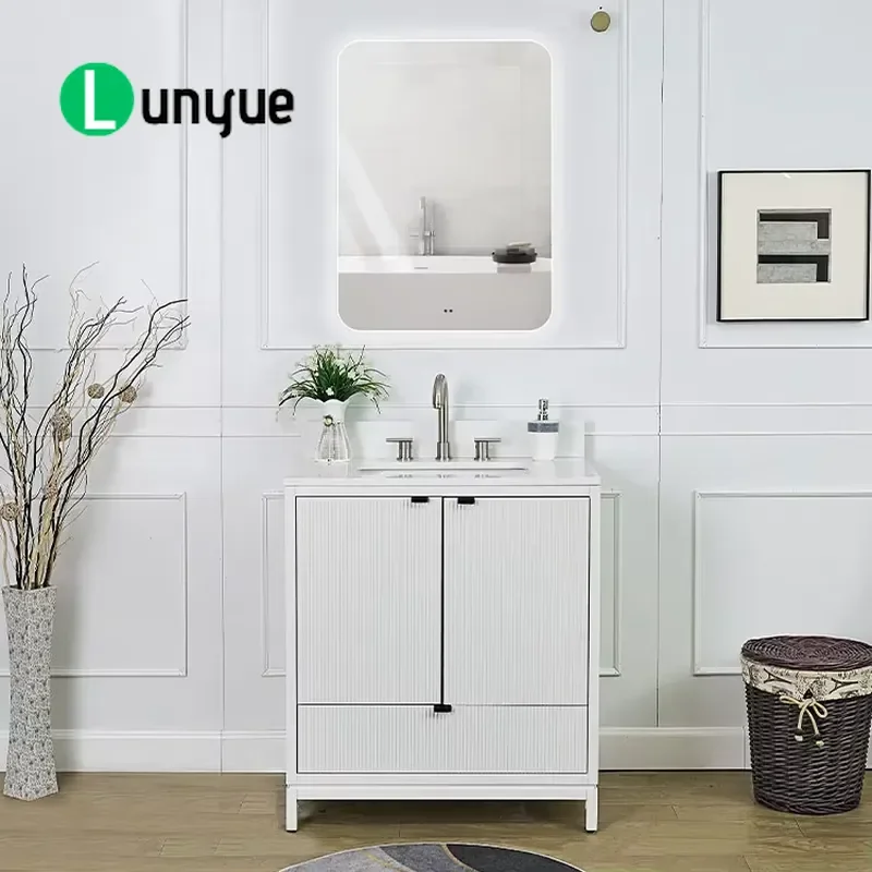 30 Inch White Wooden Bathroom Vanity Cabinet Single Sink Traditional Design Durable Construction For Home Bathroom Storage