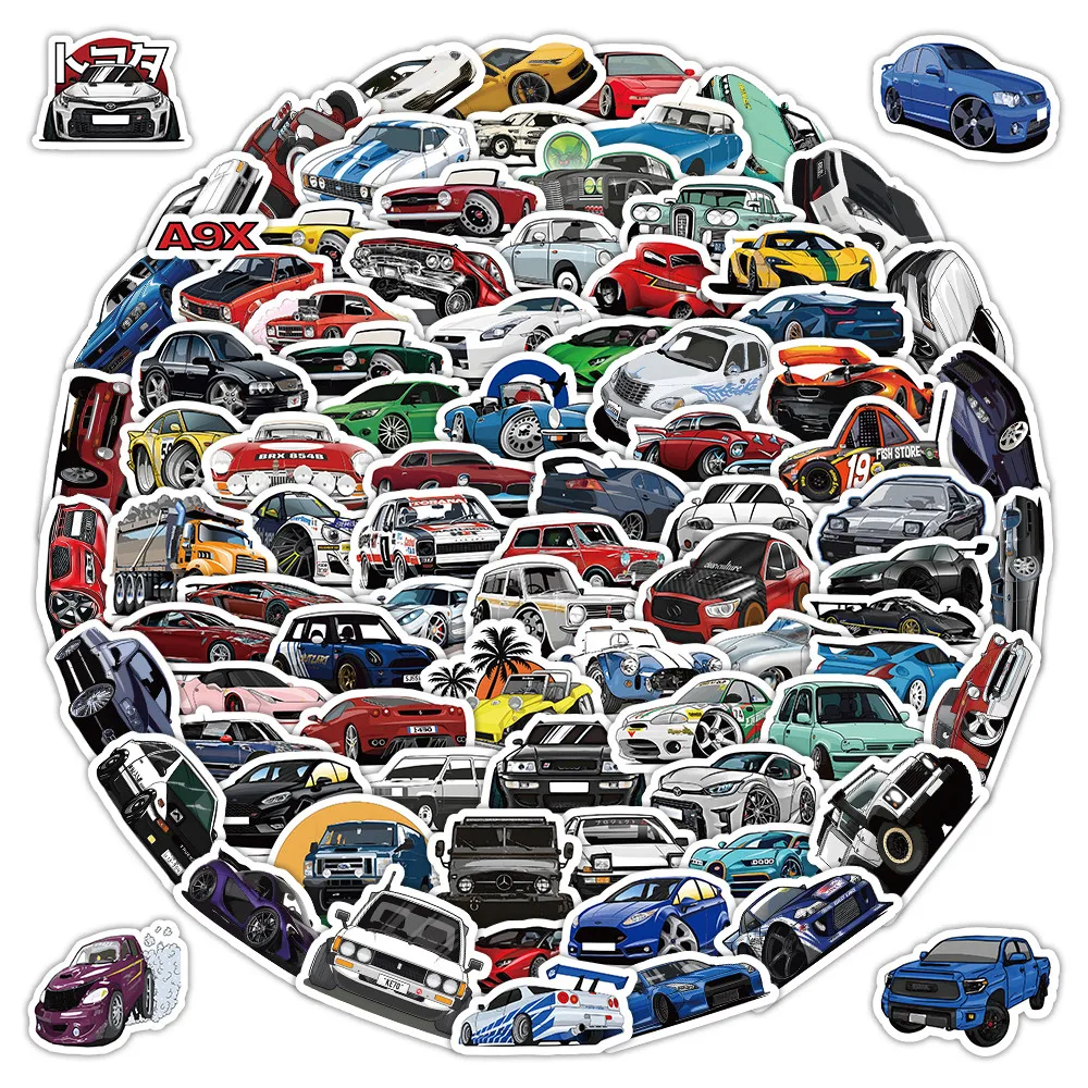 Automobile Pattern Sticker Pack 103 Sheets Cute Vehicle Graffiti Stickers for Scrapbook, Luggage, Gadget RecordingYourLife Store