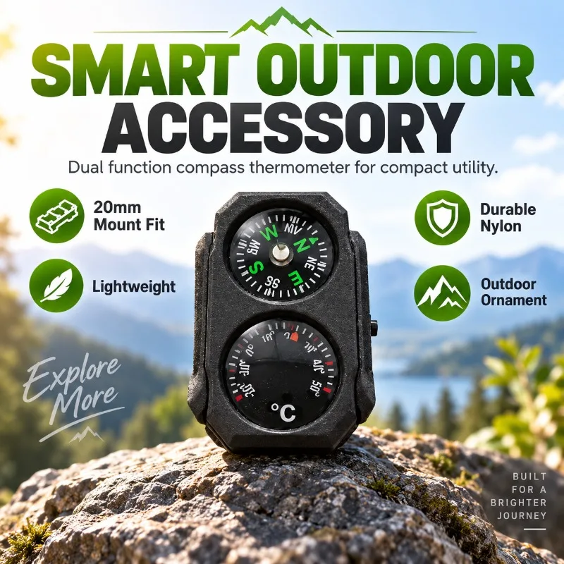 Compact Size Nylon Compass Thermometer Decorative Accessory Fit Standard 20mm Rail Hobby Collection Parts