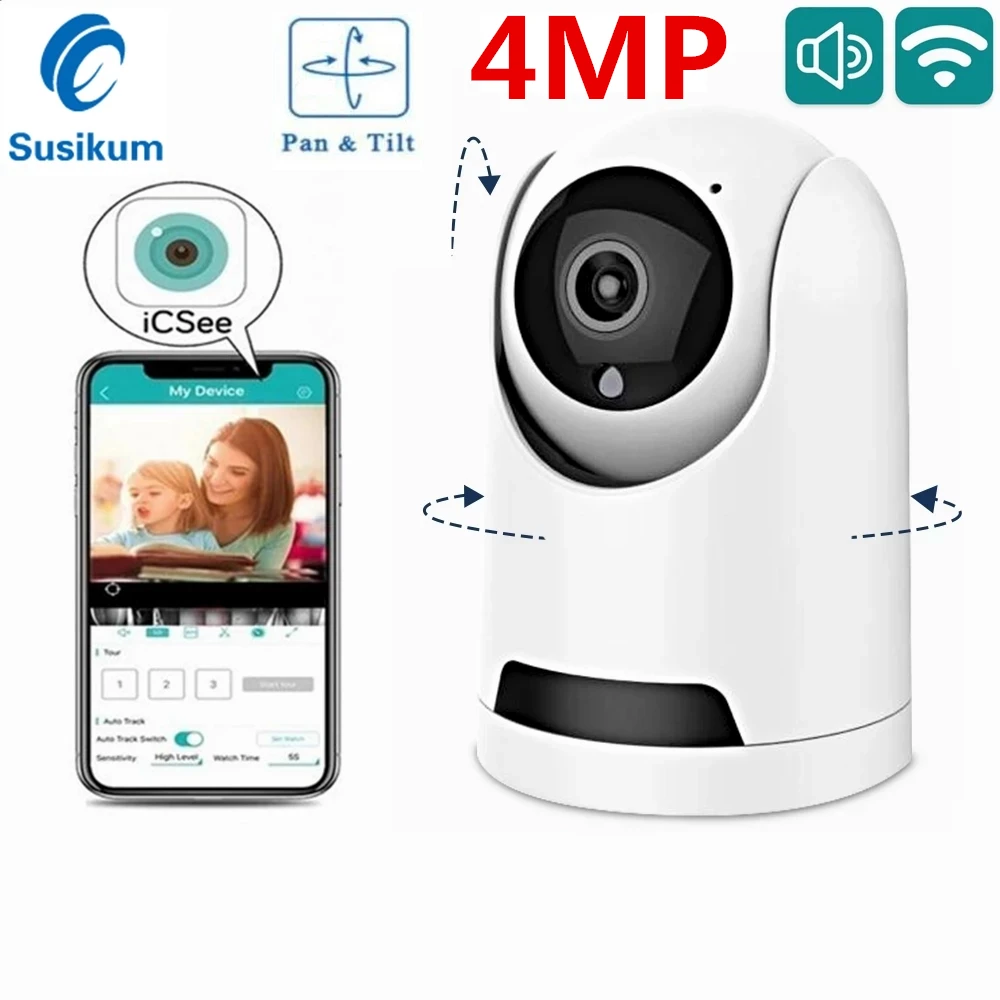 

ICSEE Min Wifi Camera HD 2MP 4MP Indoor Security Surveillance Camera Auto Tracking Baby Monitor With Motion Detection