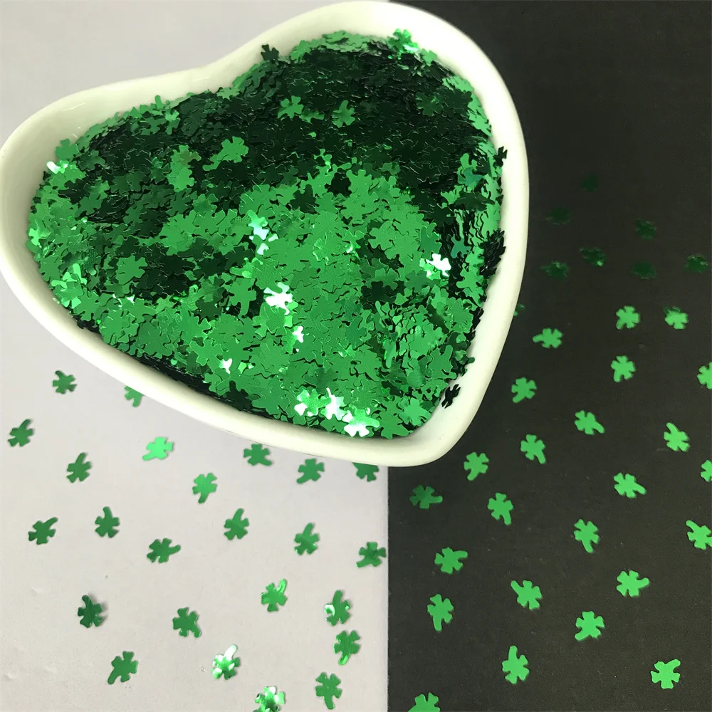 

PrettyG 4MM Four Leaf Clover Green Glitter Sequin Holographic Laser Glitter Supplies For Epoxy Resin Nail Art DIY Decoration