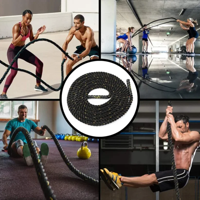 9m 12m 15m Black Nylon Workout Gym Climbing  Ropes Fitness Rope