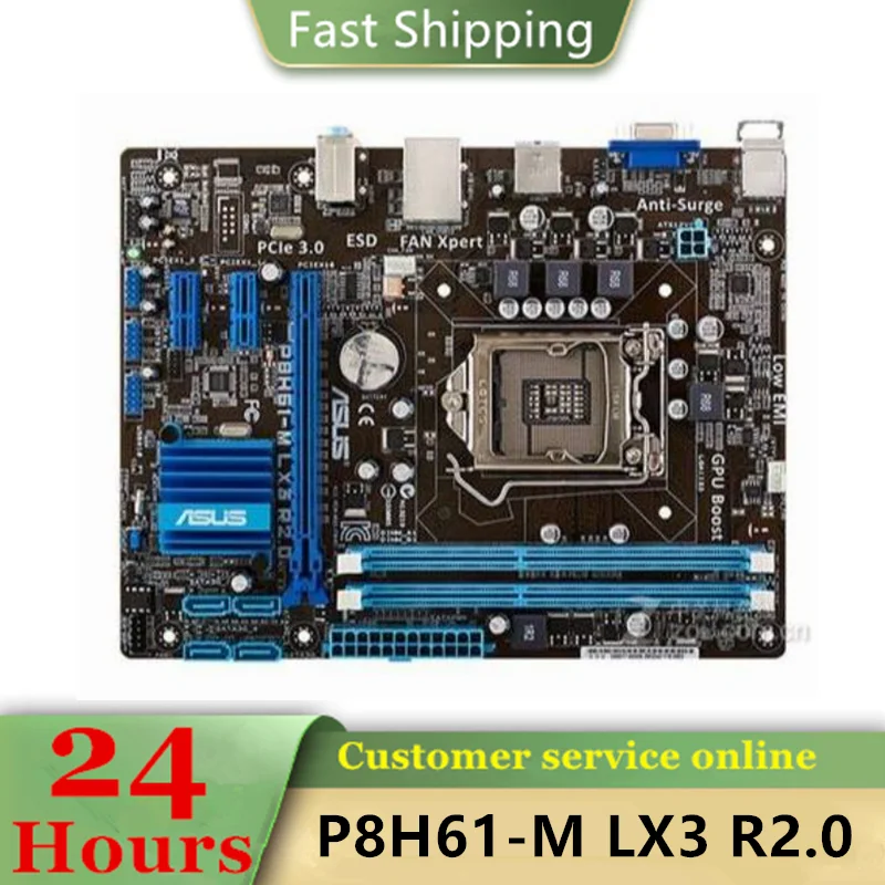 

Intel H61 P8H61-M LX3 R2.0 motherboard Used original LGA 1155 LGA1155 DDR3 16GB USB2.0 SATA2 Desktop Mainboard