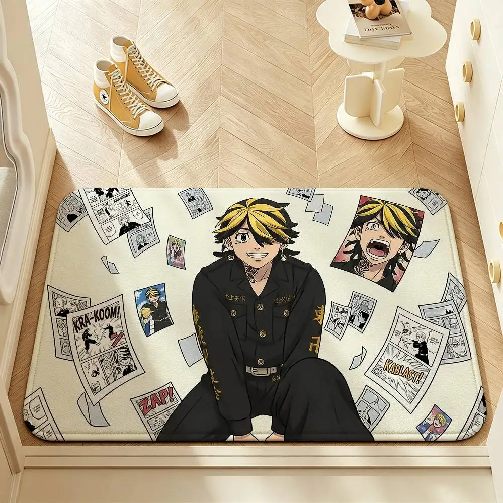 K-Kazutora H-Hanemiya T-Tokyo-R Short Plush Anti-Slip Door Mat Soft Floor Mat for Home Entrance