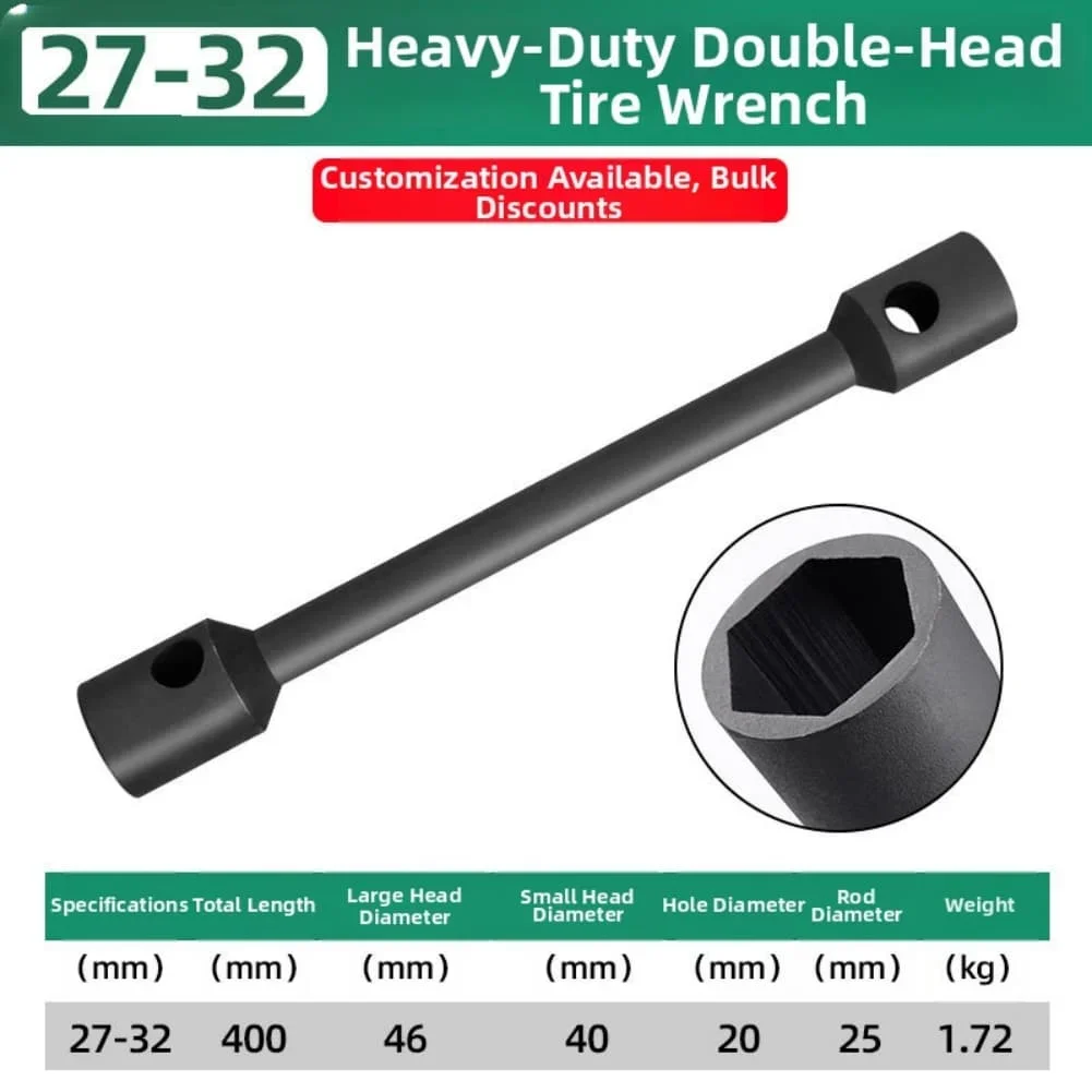 Garage Repairs Tire Wrench Heavy Duty Tire Wrench Hand Tool Set Black Chrome-Plated Finish Hexagonal Design Enhanced Grip