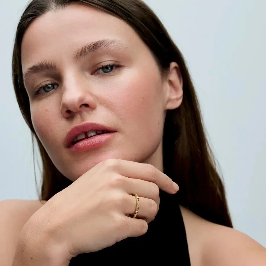 خاتم قلب مطلي بالفضة عيار 925 على شكل قلب صف من القلوب، خاتم ثلاثي الصفوف بدون وقت، مناسب لهدايا عيد ميلاد المرأة