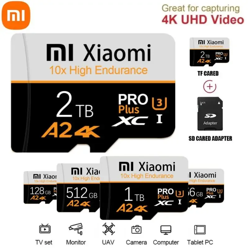 Xiaomi High Speed Memory Card 1TB 2TB Micro TF SD Card 128GB 256GB TF Card For Camera Surveillance Devices For Sony For Lenovo