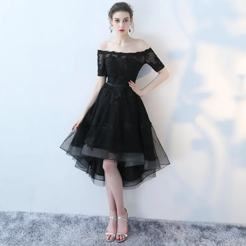 2024 New Sweet Memory High Low Gown Princess Short Sleeves Lace Tulle Robe Girls Elegant Formal Dresses For Prom Dress