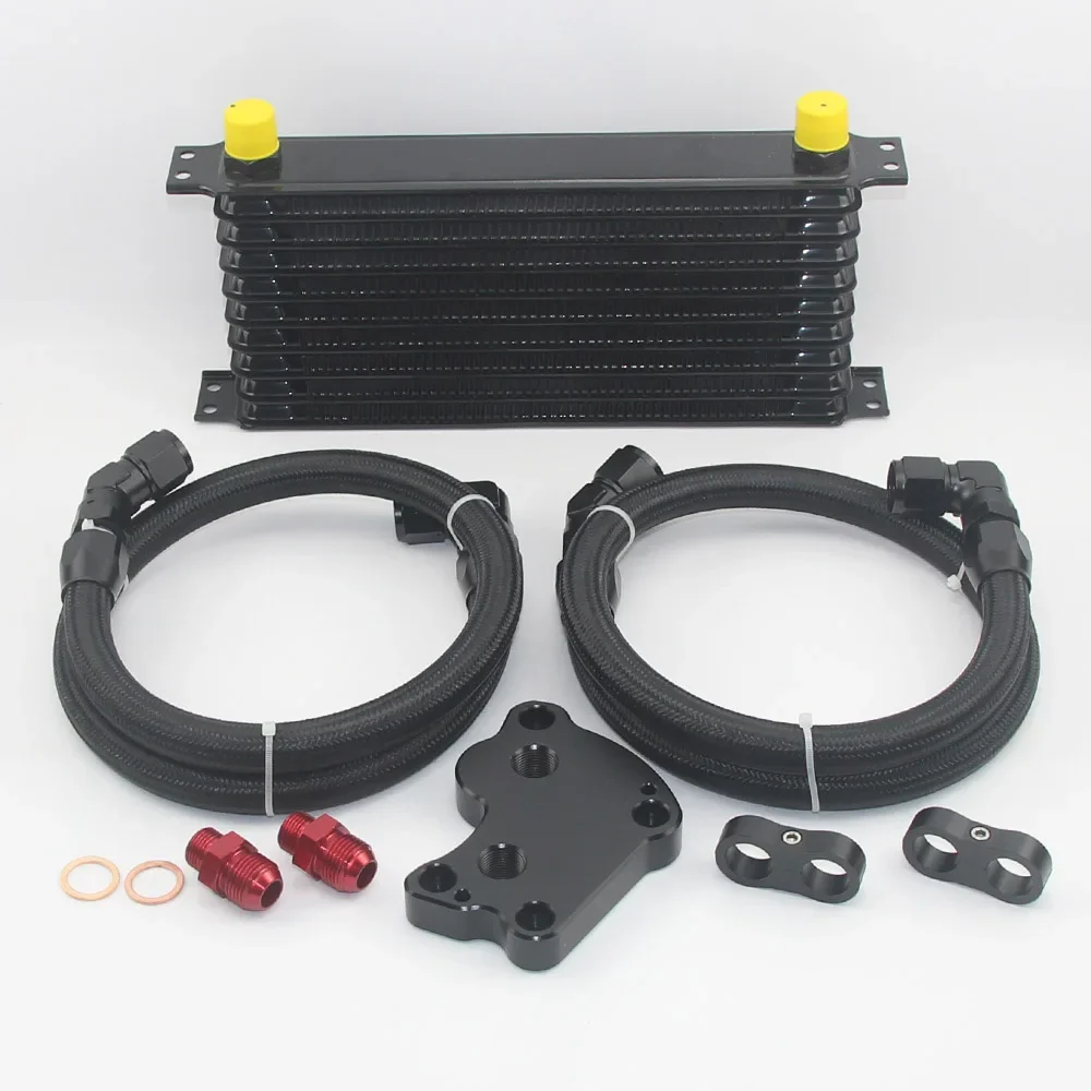 Black AN10 Transmission Oil Cooler Kit Oil Filter Adapter with For BMW Mini Cooper S Supercharger R53