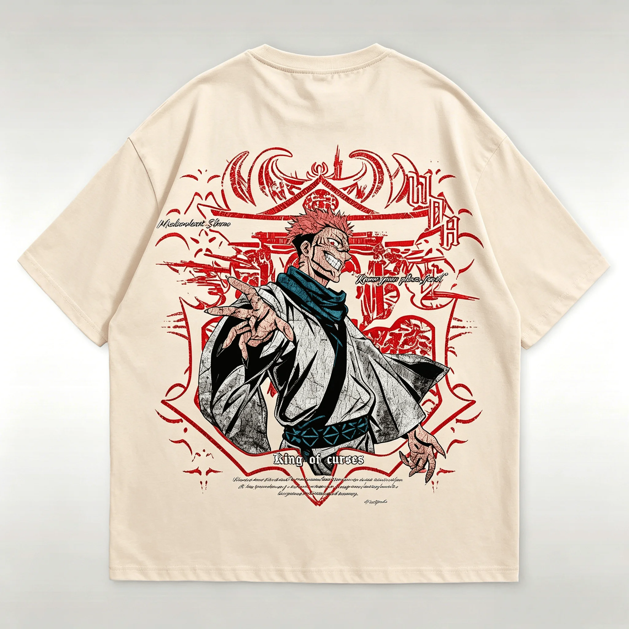 camiseta-unissex-casual-de-algodao-com-estampa-grafica-retro-desgastada-de-ryomen-sukuna-de-jujutsu-kaisen-vermelha-gotica-com-ornamento-e-citacao-colecao-verao-2026