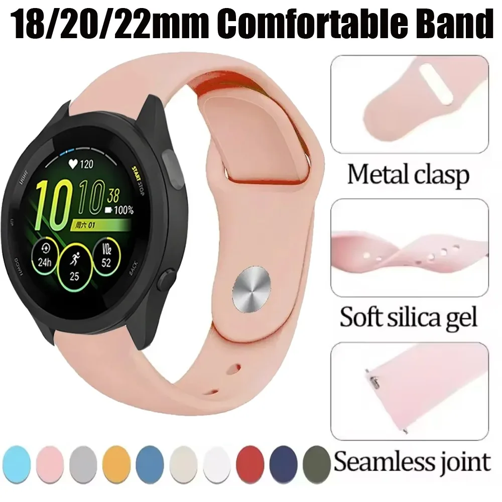 18/20/22mm Hochwertiges Silikonarmband für Garmin Forerunner 55 165 645 965 255/265/245 Music Weiches Armband Garmin Venu 3S