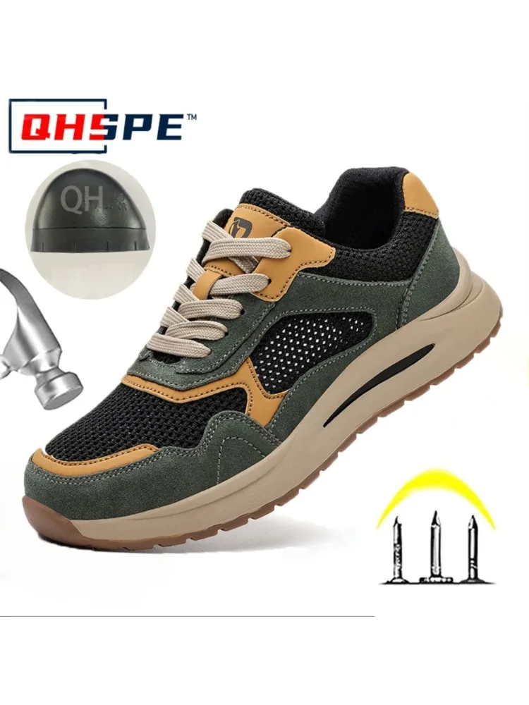 Buty robocze męskie z ochroną dłoni, z dużymi otworami wentylacyjnymi, oddychające, antyprzebiciowe, antyzgnieceniowe, z metalowym noskiem, wygodne buty budowlane. — 2