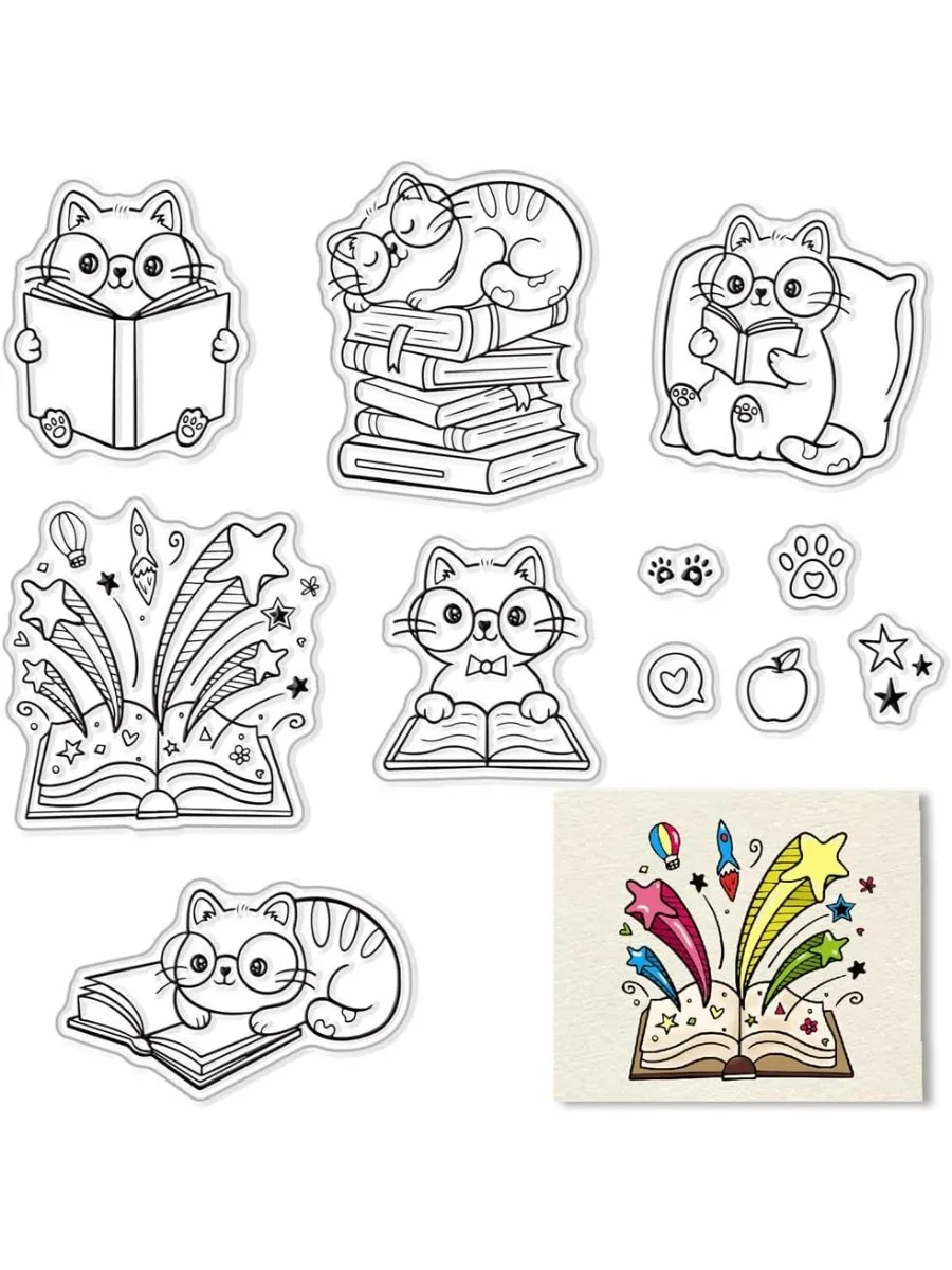 1 Blatt transparente Katzenstempel für Kartenherstellung, Scrapbooking, Basteln, DIY-Dekorationen, Buch, Schule, transparente Silikon-Siegelstempel