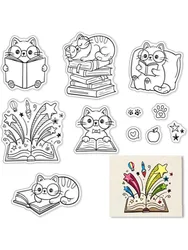 1Sheet Cat Clear Stamps for Card Making Scrapbooking Crafting DIY Decorations Book School Transparent Silicone Seal Stamps