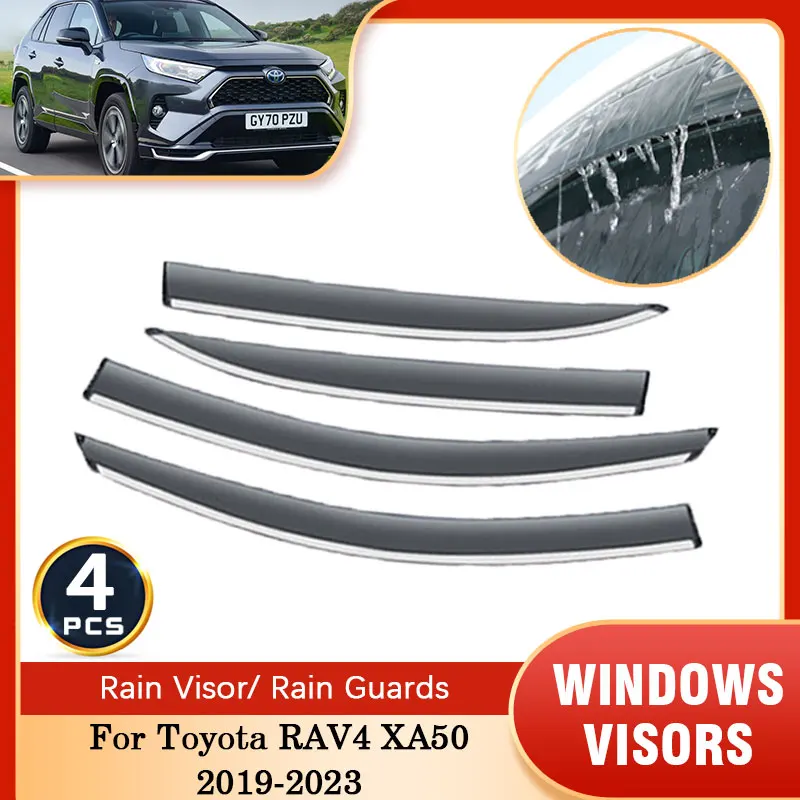 For Toyota RAV4 XA50 Suzuki Across 2019 2020 2021 2022 2023 Car Side Deflectors Guards Cover Trim Smoke Window Visor Accessories