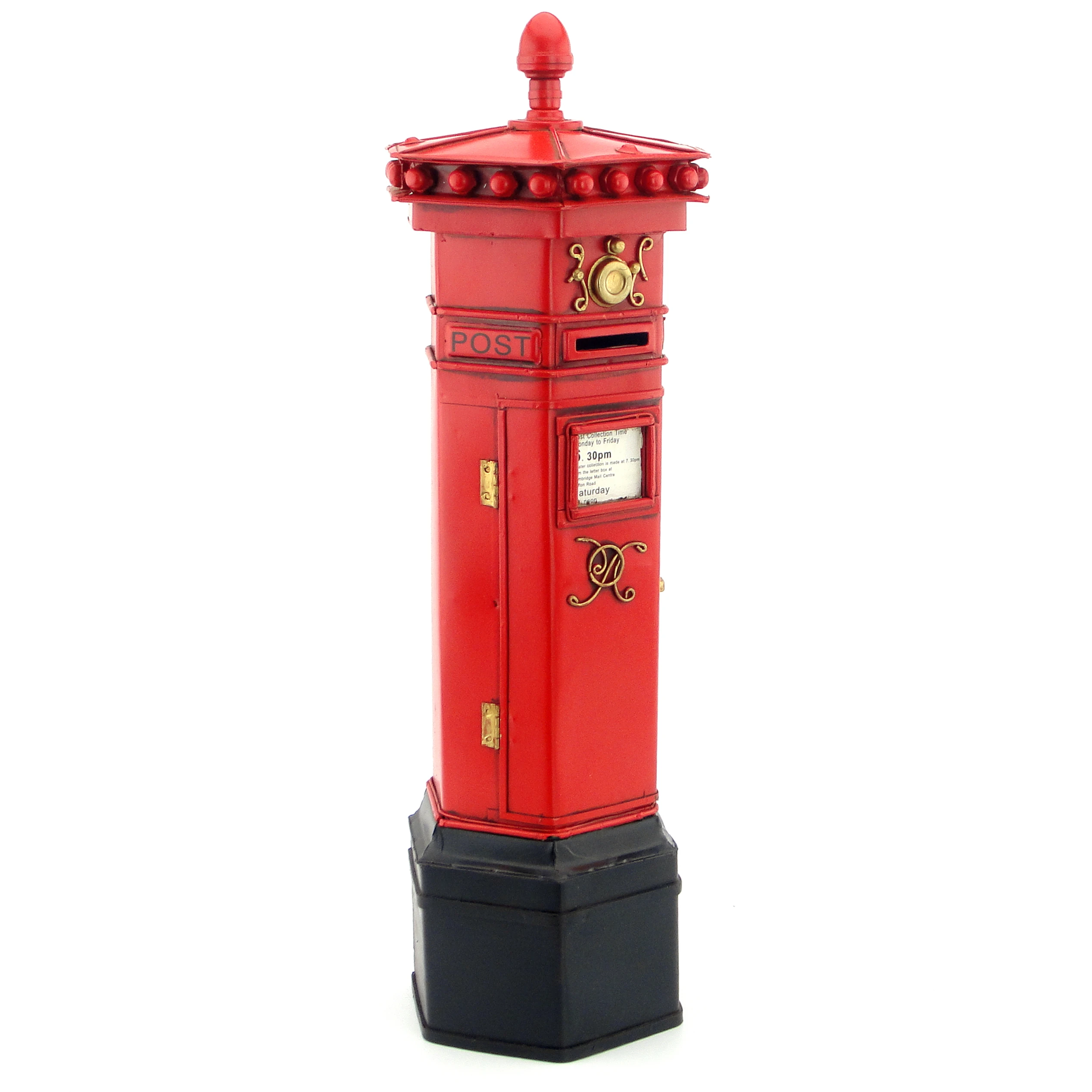 Handmade Iron Retro London Old-fashioned Mailbox Miniature Creative Desktop Ornament Home Soft Decoration Gift