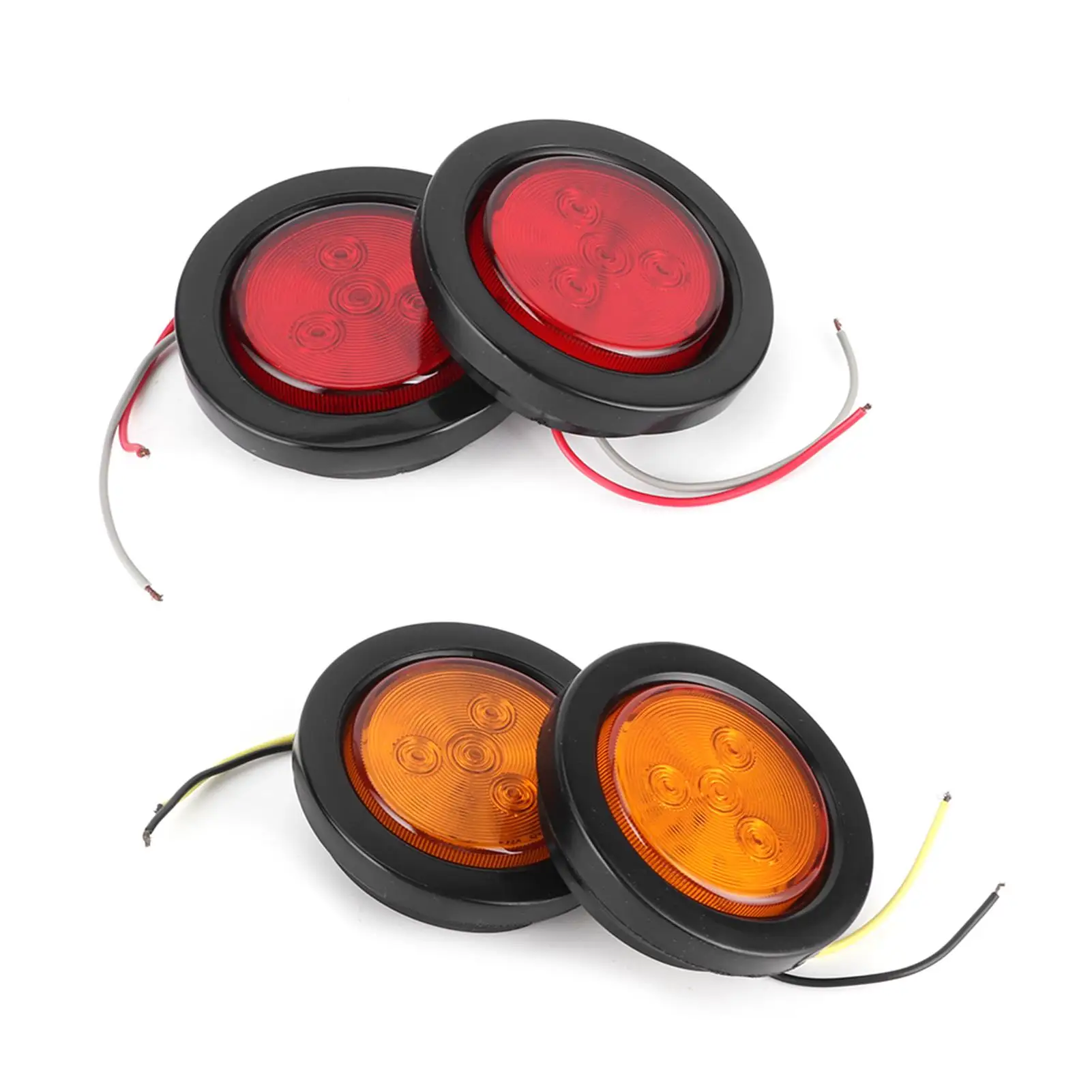 10V-30V LED Round Indicator Lamp - High Brightness Front/Rear Marker & Turn Signal Light for Trailers - 2.5in