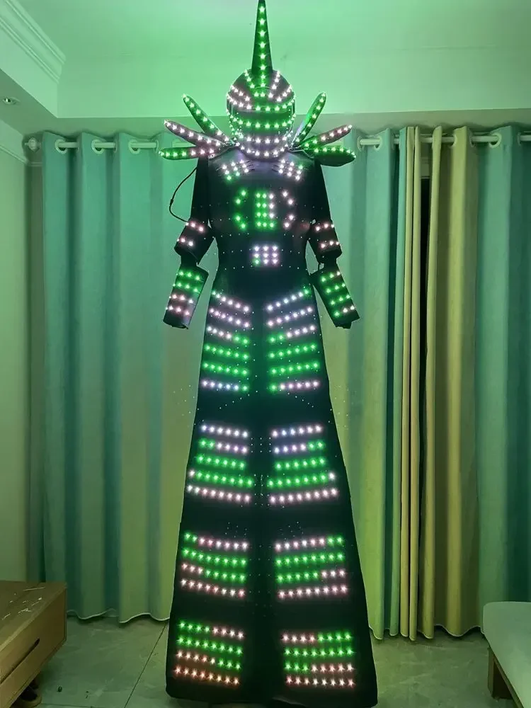 Led Robot Suit Light Robot Costume Clothing Robot LED Stilts Walker Suit With Helmet For Stage Show Party Luminous Jacket