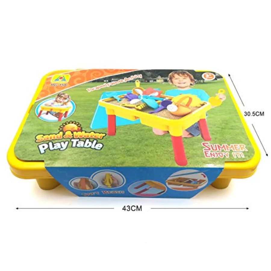 Table de sable et d'eau pour tout-petits, poubelle sensorielle intérieure et extérieure 3 en 1 pour Table de bébé Portable avec couvercle et jouets de plage pour tout-petits