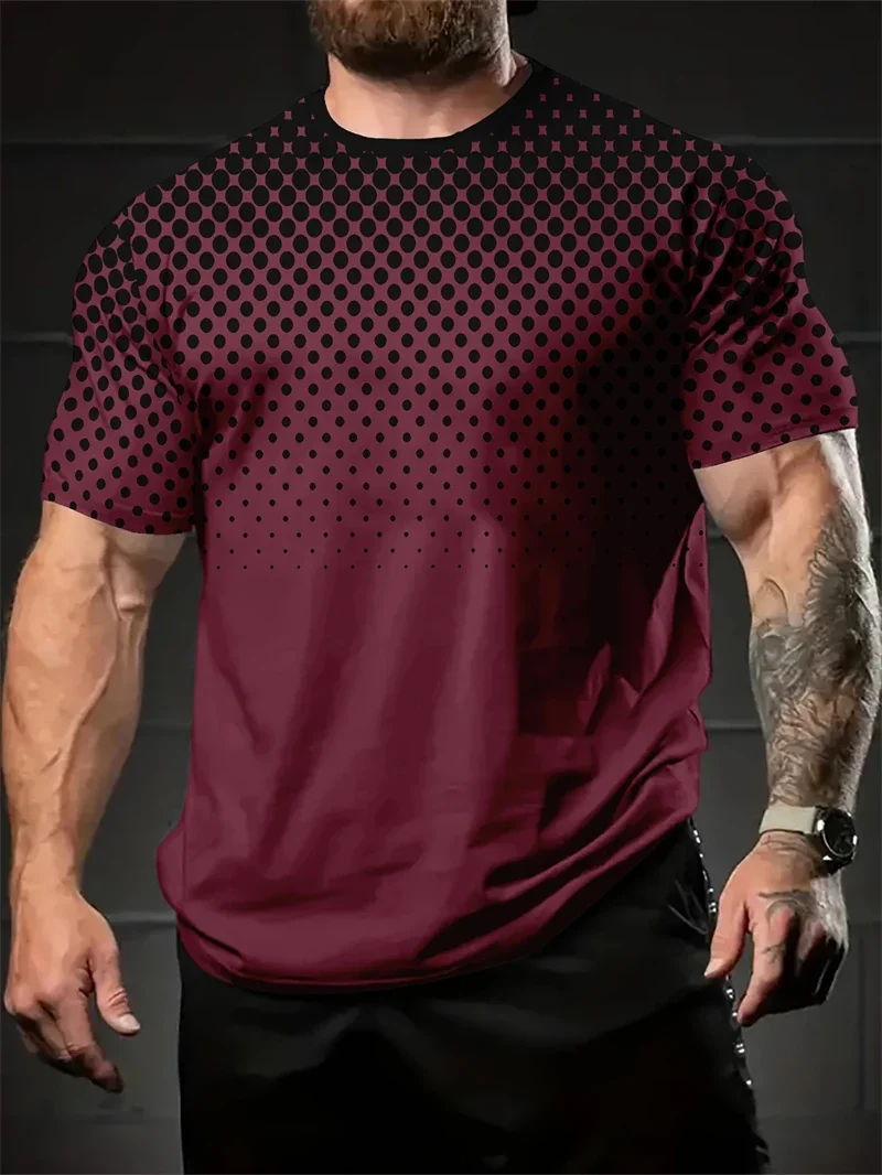 Modisches Herren-T-Shirt mit geometrischem Chevron-Print und Farbblock-Design, Rundhalsausschnitt, kurze Ärmel, lässiges Alltags-T-Shirt