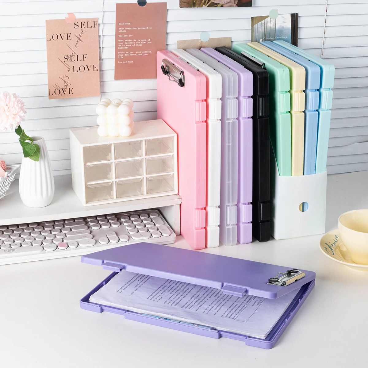 

Multi functional A4 folder clamp storage box, writing pad, large capacity writing storage integrated document board clamp folder