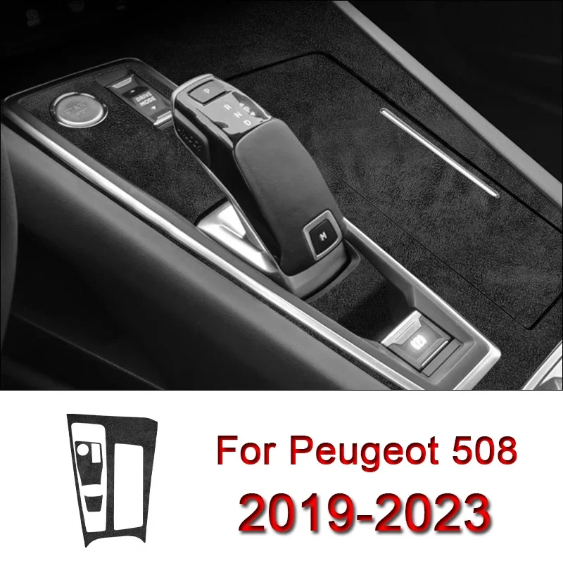 

For Peugeot 508 2019-2023 Artificial Suede Car Interior Sticker Car Gear Panel Sticker Gear Box Protective Film Auto Accessory