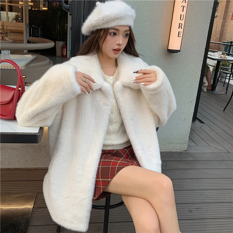 Abrigo de piel sintética, abrigos largos para mujer, tipo doble cara, para fiesta, conejito, prendas de vestir cálidas, novedades, elástico de felpa