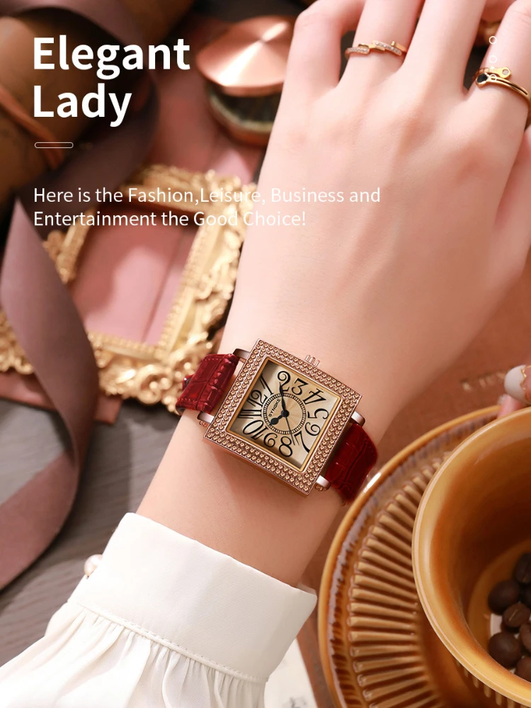 Reloj clásico con números romanos para mujer, pulsera de cuarzo de lujo, correa de cuero marrón y negro, esfera blanca elegante