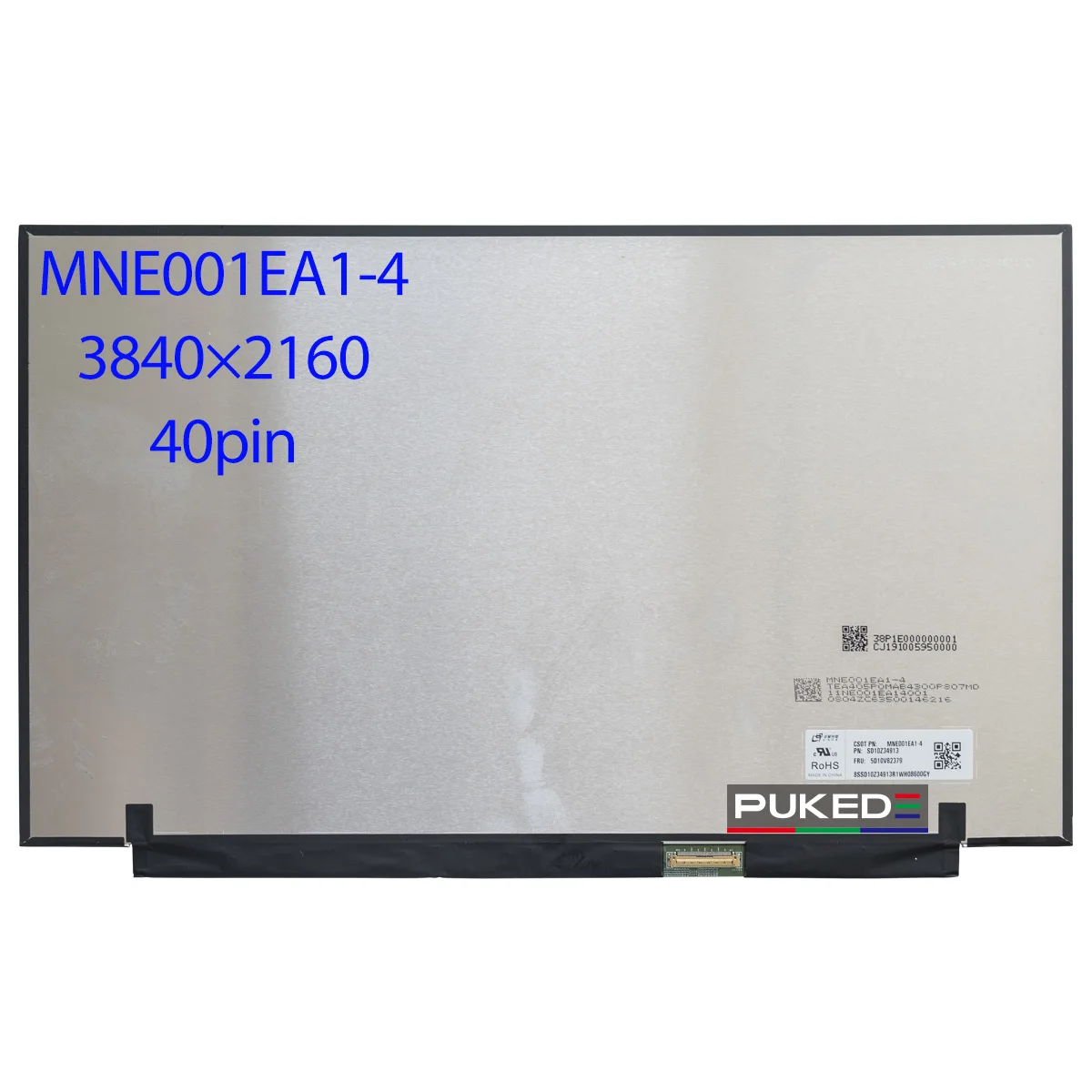 Painel da Tela de Exposição do Lcd do Portátil Mne001ea14 Apto Mne001ea11 140 Uhd 3840*2160 40pin Edp Fru: 5d10v82379 Ips Non-touch