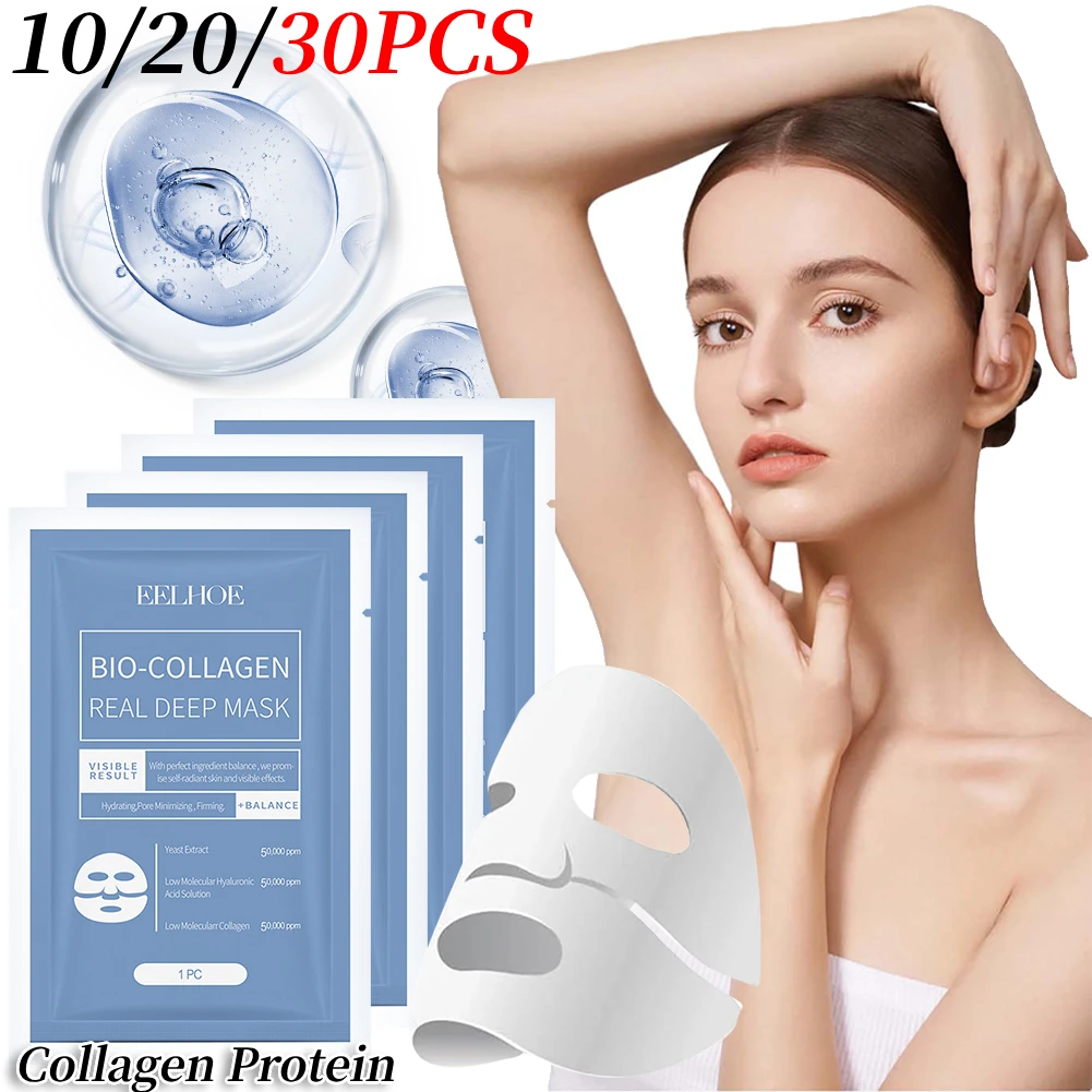 EELHOE Bio Collagen Face Mask Brightening Firm Skin Barrier Repair Shrink Pores Professional Facial Moisturizer Face Mask Sheets