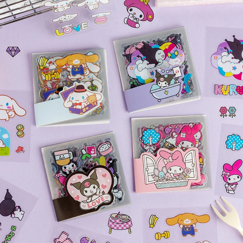 

20Stickers Kawaii Cartoon Sanrio Kuromi Melody KT Cute Sticker Pack Pvc Waterproof Decoration Sticker Hand Account Decorate