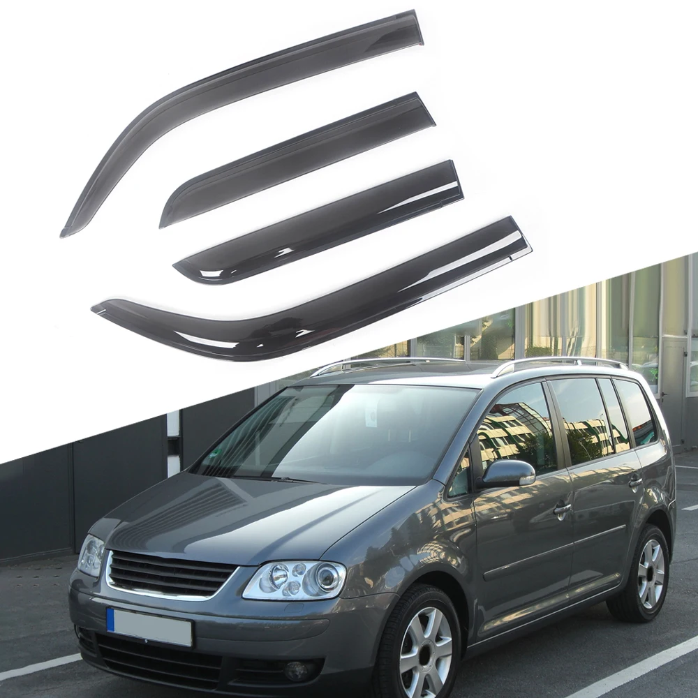 For Volkswagen Touran 2003-2016 5Doors Black Tinted Car Side Window Visor Guard Vent Awnings Shelters Rain Guard Door Ventvisor