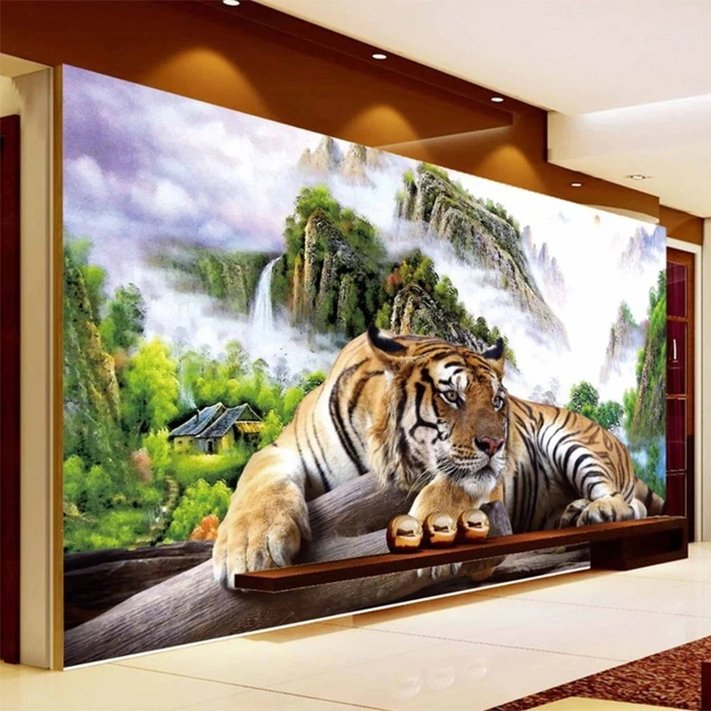 Customized Photo Wallpaper 8D Tiger Nature Landscape Mural Chinese Living room sofa TV background wall bedroom restaurant Animal